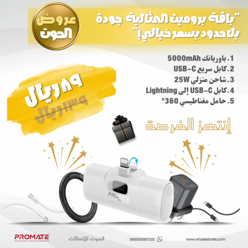 الفزعة 5000 ملي أمبير في الساعة، مزودة بوصلة لايتن...