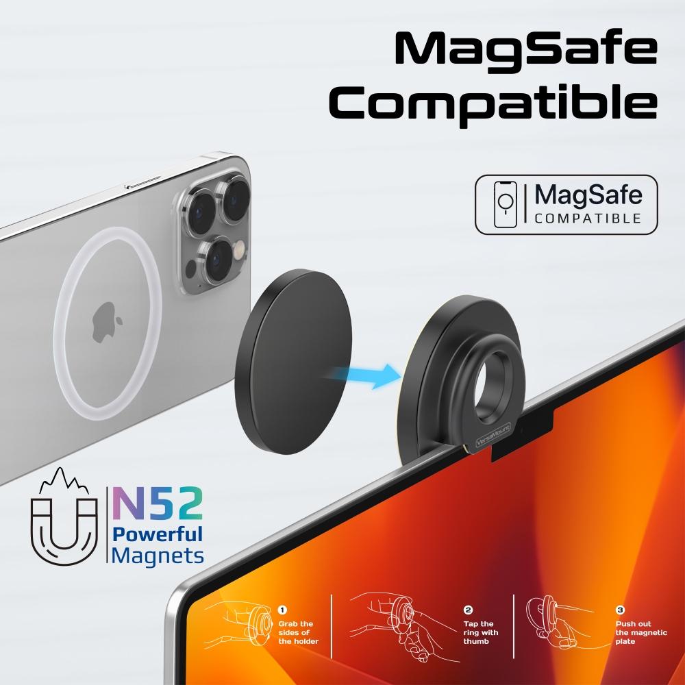 أحدث حامل جوال وكاميرا قابل للتمديد ، متوافق مع تقنية ماج سيف ويتميز بتصميم قابل للطي بالإضافة إلى دعم تقنية أبل Continuity مع ضبط مستمر لوضعية الكاميرا وهو متوافق مع أحجام شاشات مختلفة - Promate VersaMount