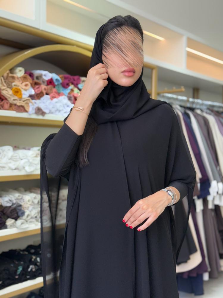 عباية سهى بقماش بلاك بيري مع شيفون  اسود