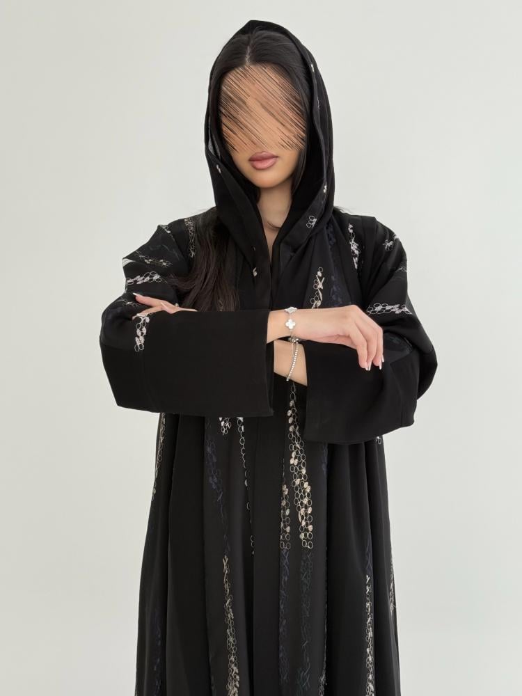 عباية ناديه بقماش كريب كوبرا تدخيلات كريب مطرز ملون