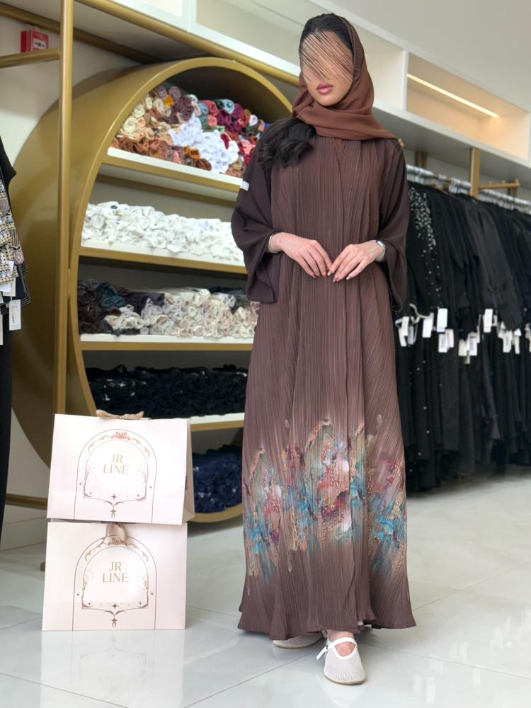 عباية نايله بقماش برنت كسرات بلاسيه  بني