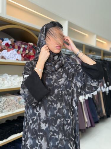 عباية خوخا بقماش شيفون برسم مبطن 4