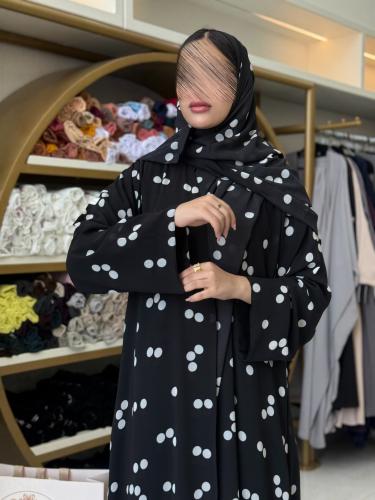 عباية فدوى بقماش شيفون مبطن برسم دوائر 2