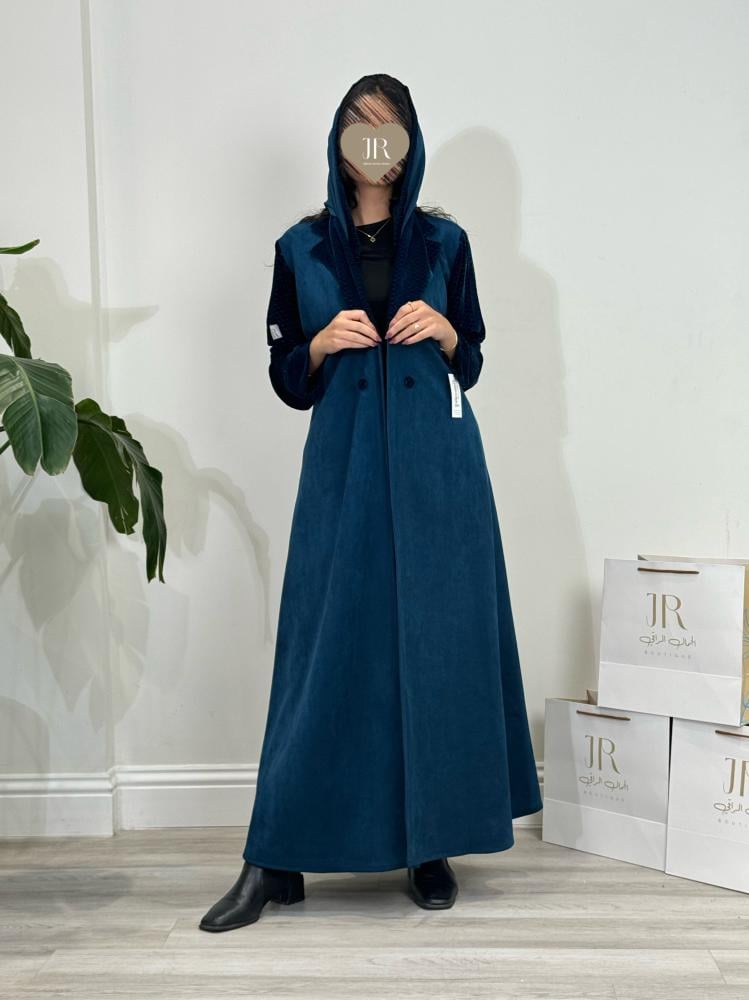Winter collection ا عباية فيونا شامواه مع مخمل مقصب تركواز