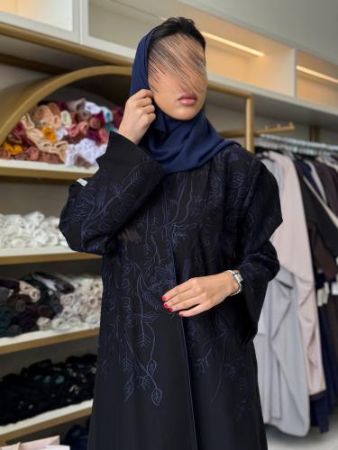 عباية سدين بقماش كريب الاناقة بتطريز كحلي
