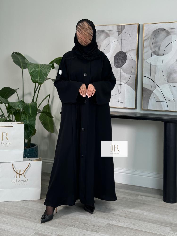 عباية عائشه | بقماش انترنت كويتي ازارير بالامام اسود