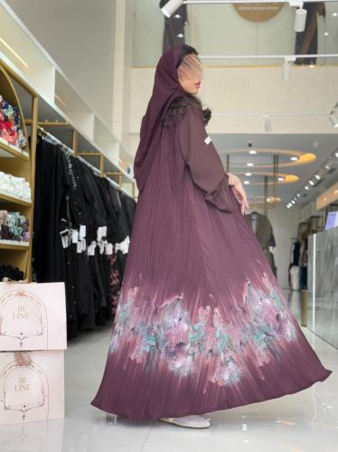 عباية نايله بقماش برنت كسرات بلاسيه عنابي