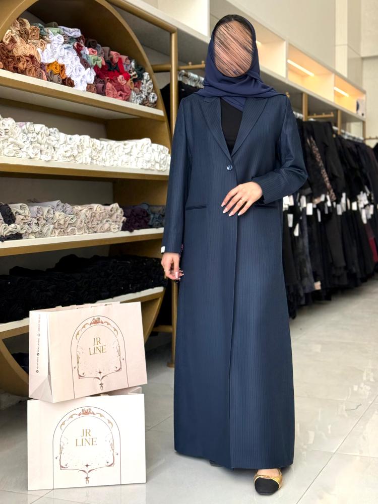 عباية ريوف بليزر بقماش ميرال مقلم كحلي