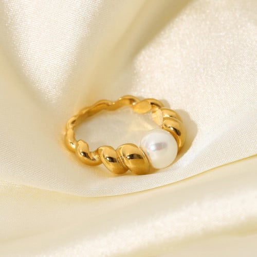 Stainless steel pearl ring