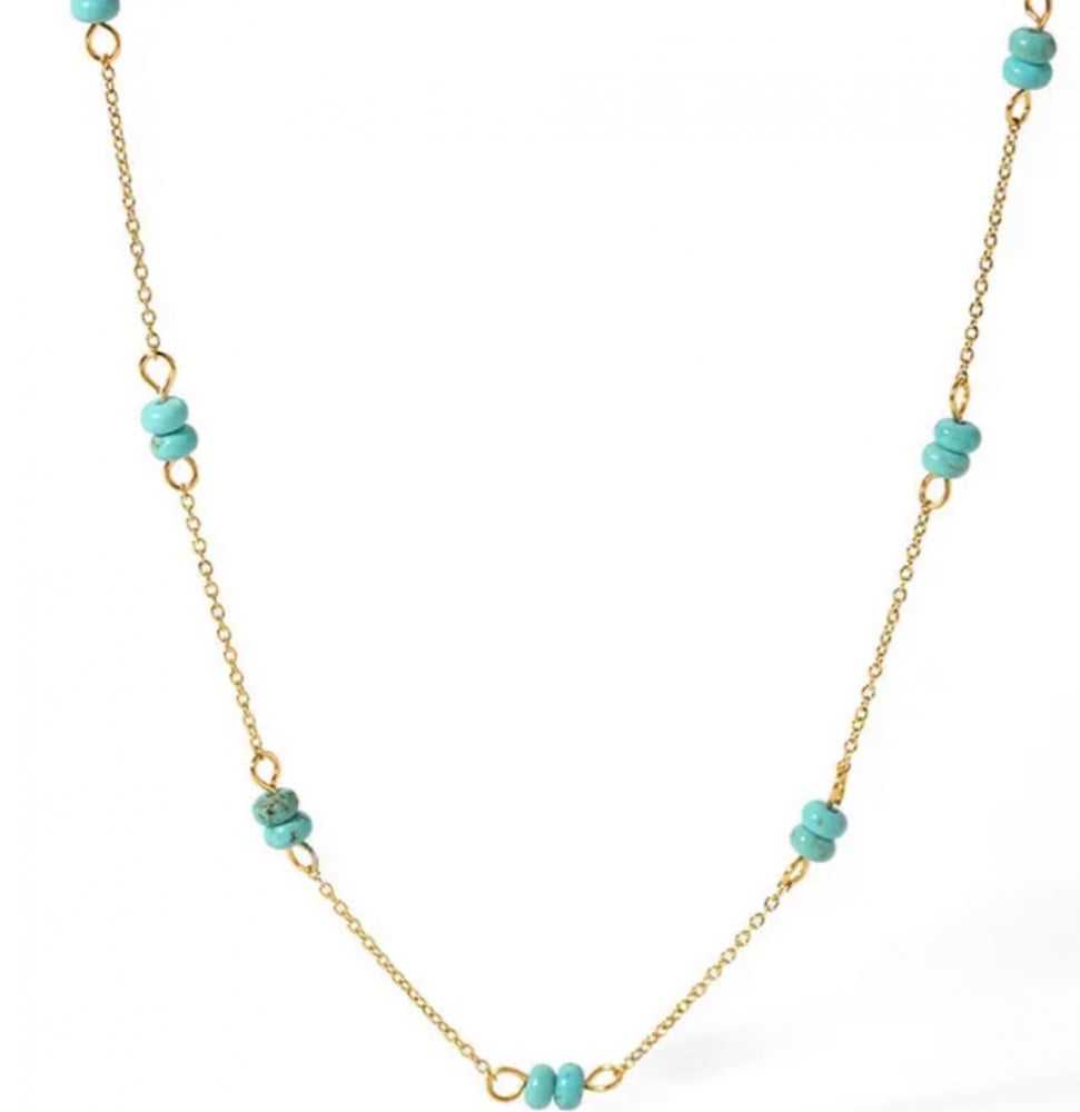 Natural stone stainless steel necklace