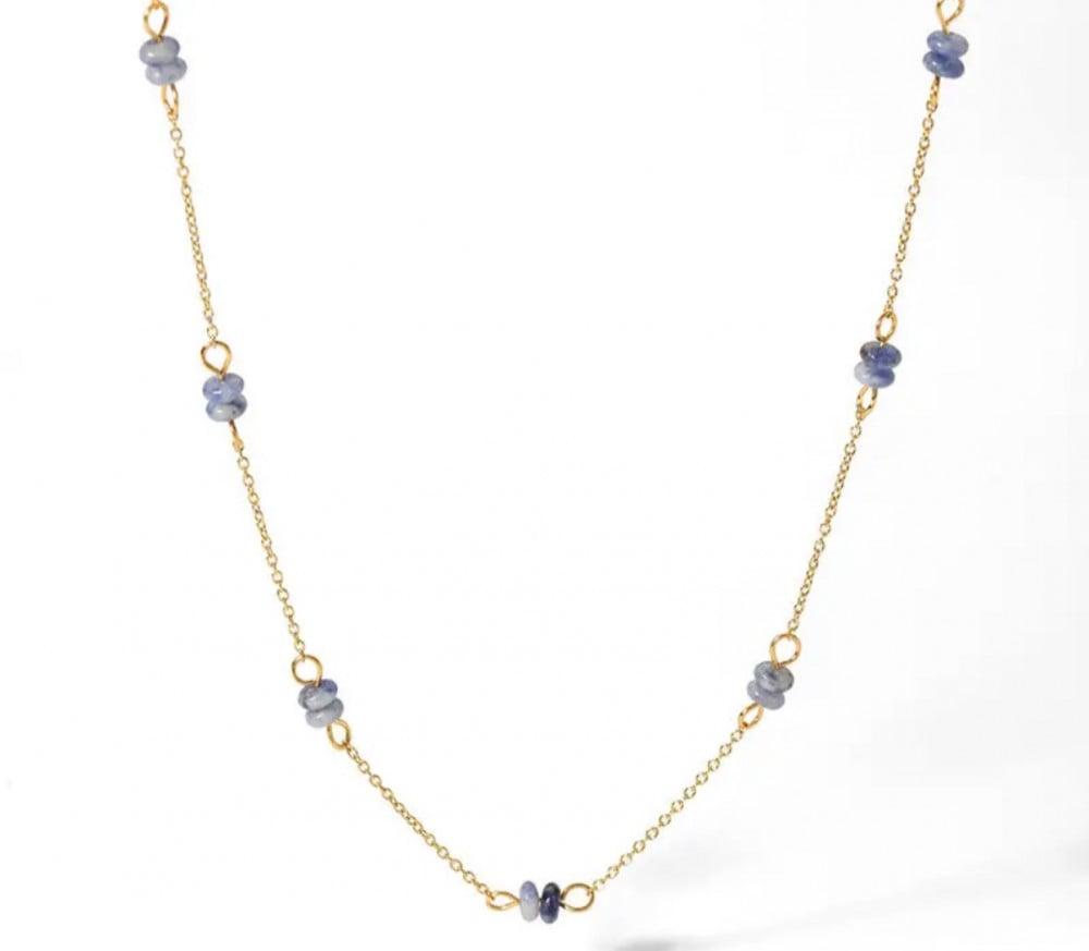 Natural stone stainless steel necklace