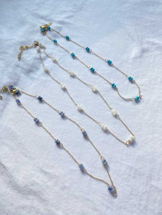 Natural stone stainless steel necklace
