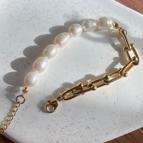 Pearl stainless steel bracelet