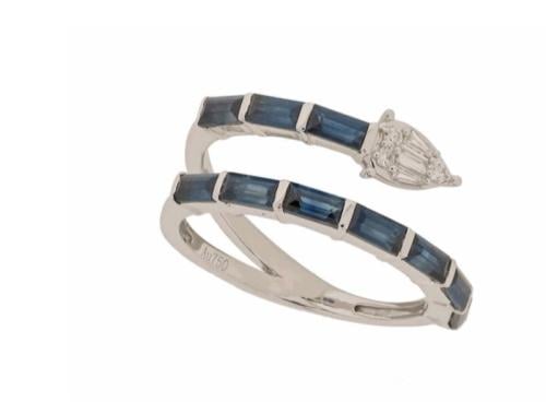 خاتم ذهب عيار 18 مزين بالالماس والاحجار الكريمة