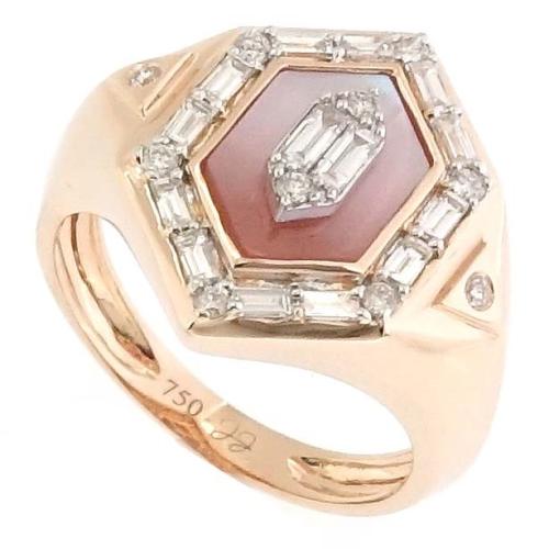 خاتم ذهب عيار ١٨ مزين بالالماس والاحجار الكريمه الوزن 4.14 جم