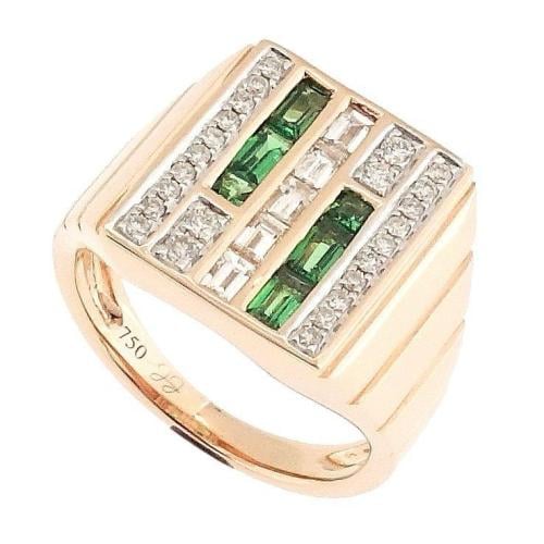 خاتم ذهب وردي عيار ١٨ مزين بالالماس والاحجار الكريمه  وزن ٥.٨ جرام