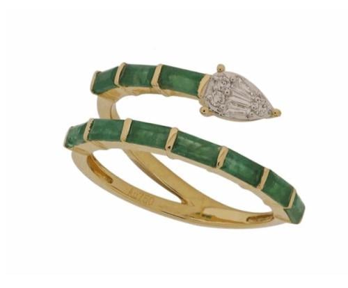 خاتم ذهب عيار 18 مزين بالالماس والاحجار الكريمة