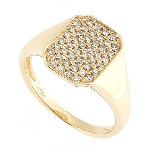 خاتم ذهب اصفر عيار 18 مزين بالألماس الأبيض