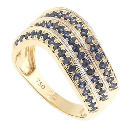 خاتم ذهب عيار 18 مزبن بالألماس الأبيض والأحجار الكريمة