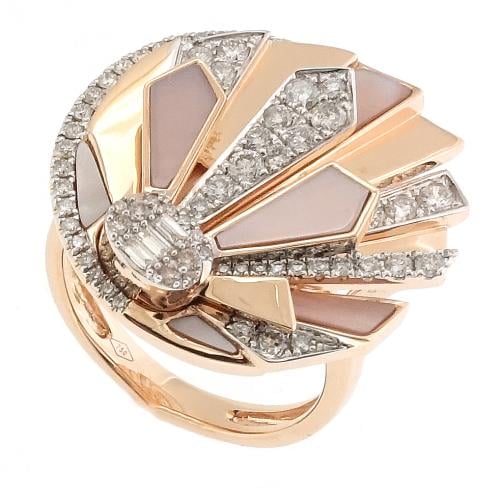 خاتم ذهب عيار 18 مزين بألالماس الأبيض والأحجار الكريمة