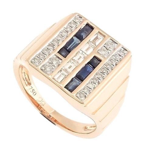 خاتم ذهب وردي عيار ١٨ مزين بالالماس والاحجار الكريمه الوزن.    ٥.١٣ جرام