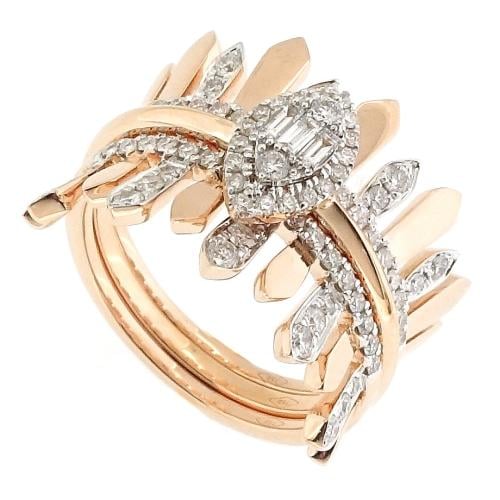 خاتم ذهب عيار ١٨ مزين بالالماس   وزن 7,84g