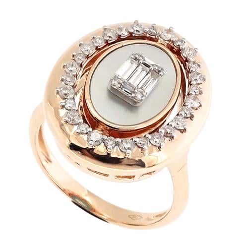 خاتم ذهب عيار 18 مزين بالألماس الأبيض والأحجار الكريمة