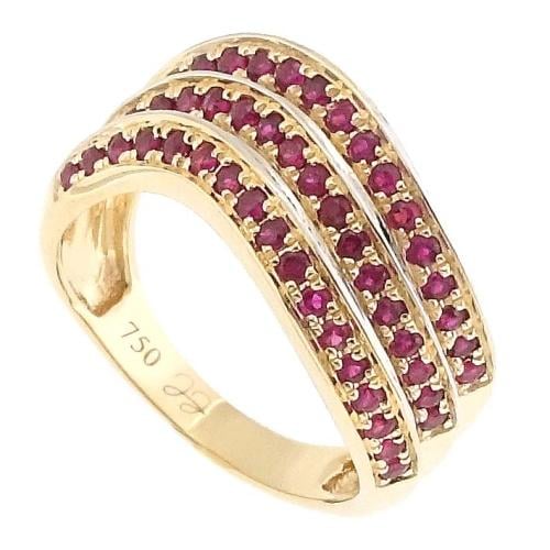 خاتم ذهب عيار 18 مزين بالألماس الأبيض والأحجار الكريمة