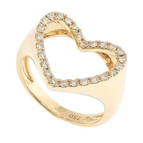 خاتم ذهب  اصفر عيار 18 مزين بالالماس الابيض