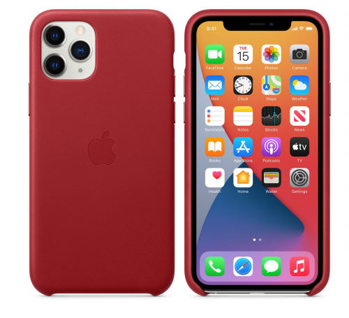 - كفر ابل من جلد للايفون 11 برو احمر - Apple