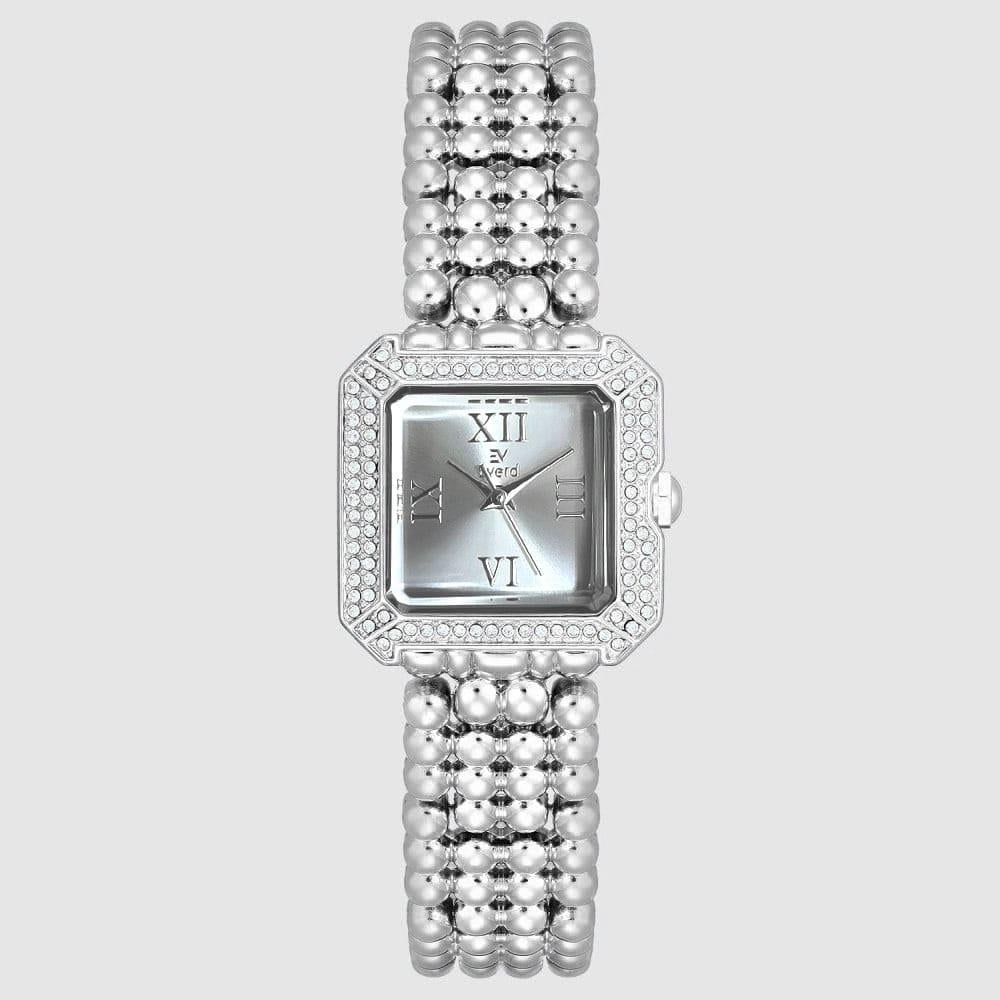 ساعة ايفرد نسائية سوار خرز كريستال وإطار مرصع