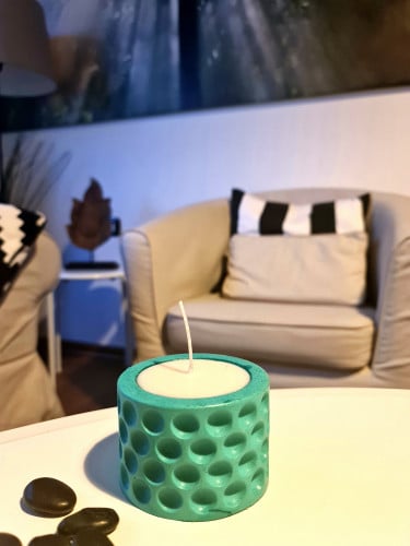 قالب سيليكون جاهز حامل شمع أسطوانى مزخرف (8.5*5.9...