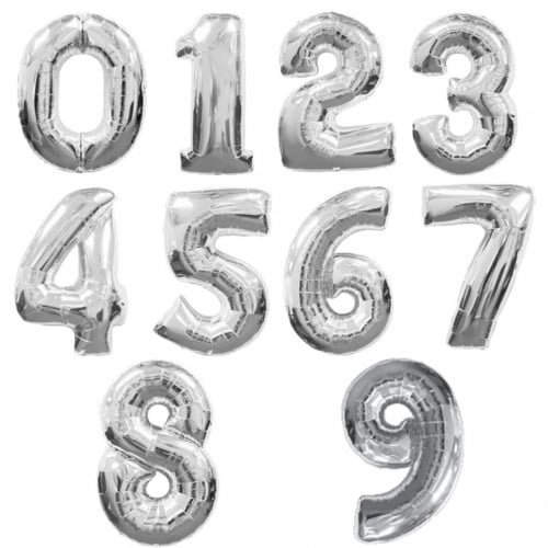 Silver number balloon