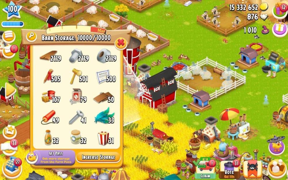 مزرعه مستوى 100 حظيرة (10000) صومعه (3000) هاي داي