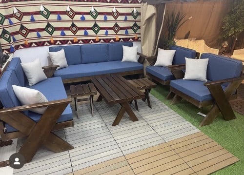 طقم جلسة خشب7 اشخاص(ضرب)