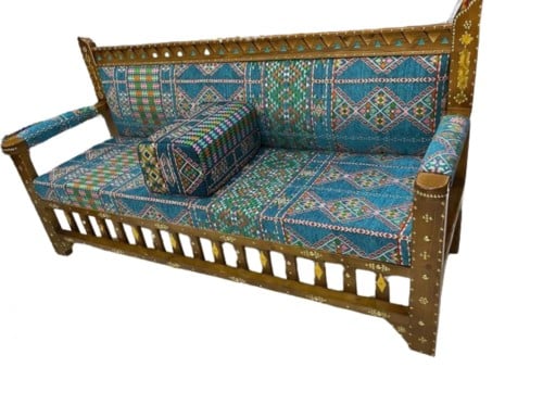 كرسي تراثي ثلاثي قماش تراثي