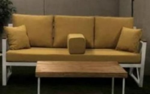 كرسي ثلاثي حديد أبيض أو أسود مع خشب (ضرب-ضربين-سادة)