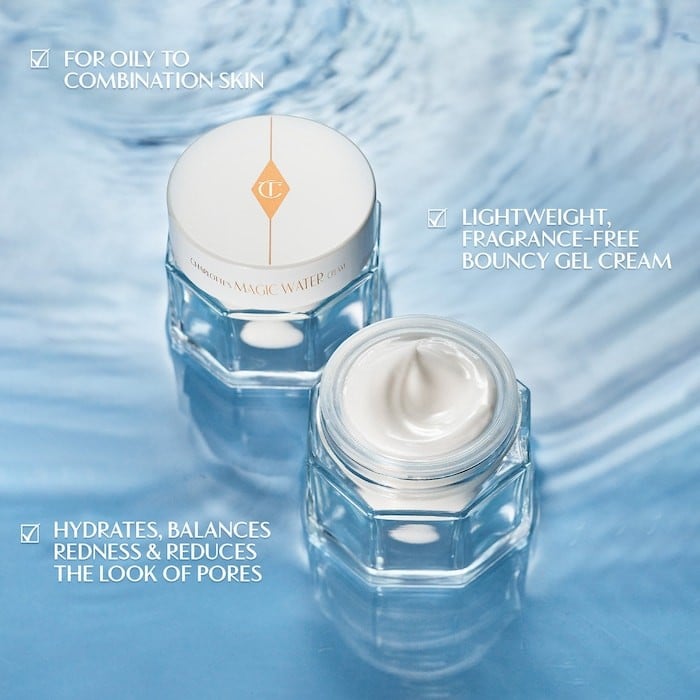 Charlotte Tilbury Magic Water Cream Refillable Gel Moisturizer with Niacinamide