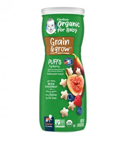 جيربر‏, حبوب ووجبات خفيفة منفوخة عضوية للأطفال الرضع ، لعمر 8 أشهر فأكثر ، توت التين (42 جم)