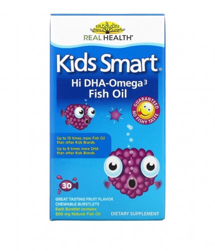 زيت السمك الغني بأوميجا 3- مذاق بنكهة الفواكه، 30 كبسولة قابلة للمضغ