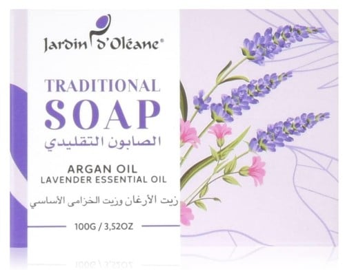 الصابون التقليدي بزيت الارجان وزيت الخزامى الاساسي من جاردن أوليان- 100جرام