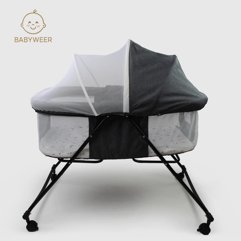 سرير رضع بهزاز قابل لطي مع ناموسية