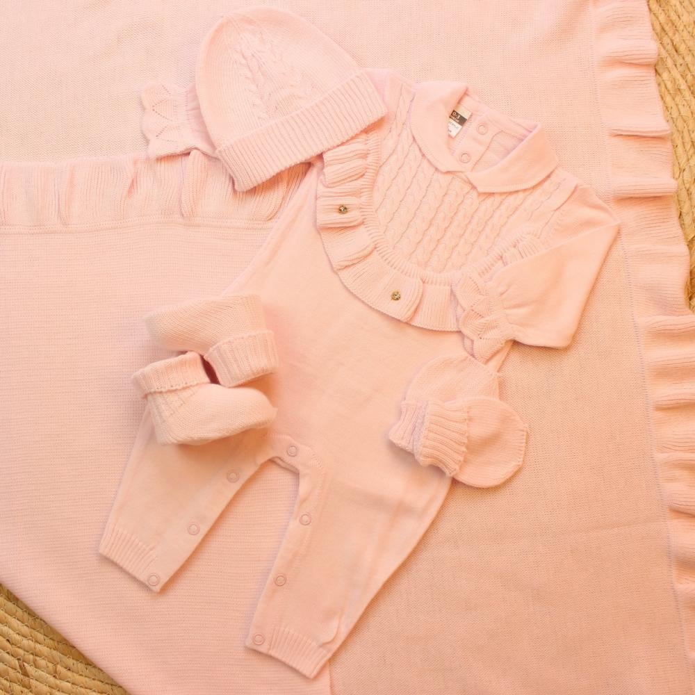 طقم تريكو شتوي لون غبار الورد