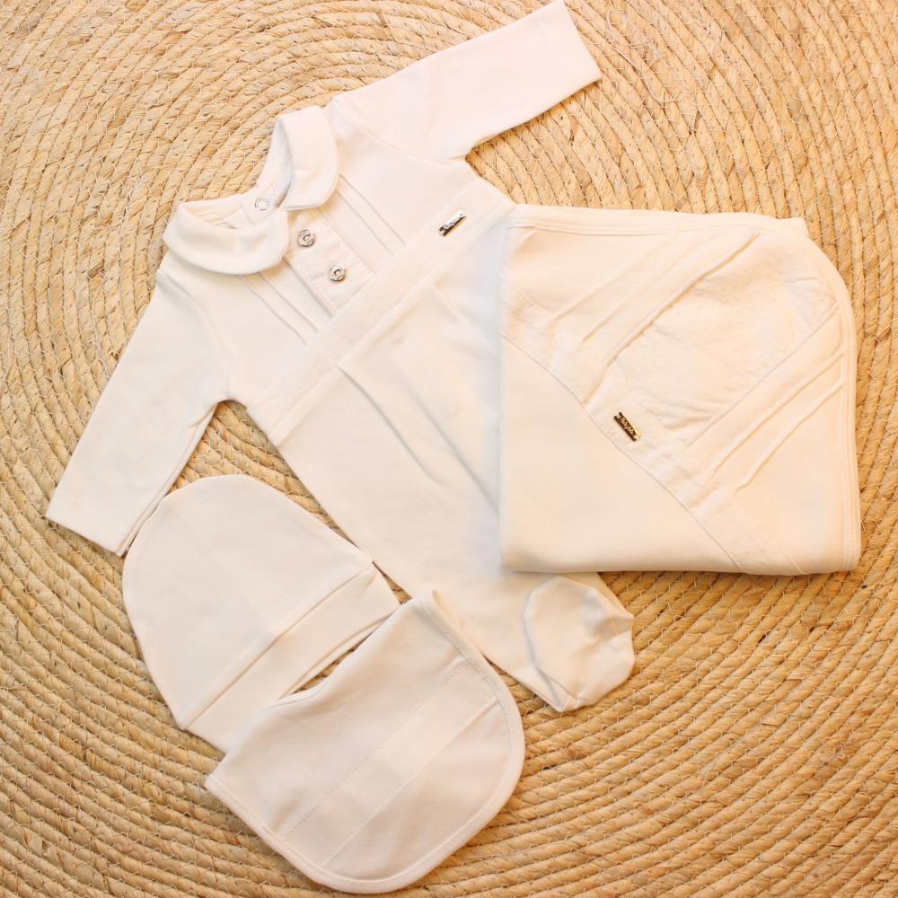 طقم مواليد ولادي 4 قطع قطن  من بيبي وير