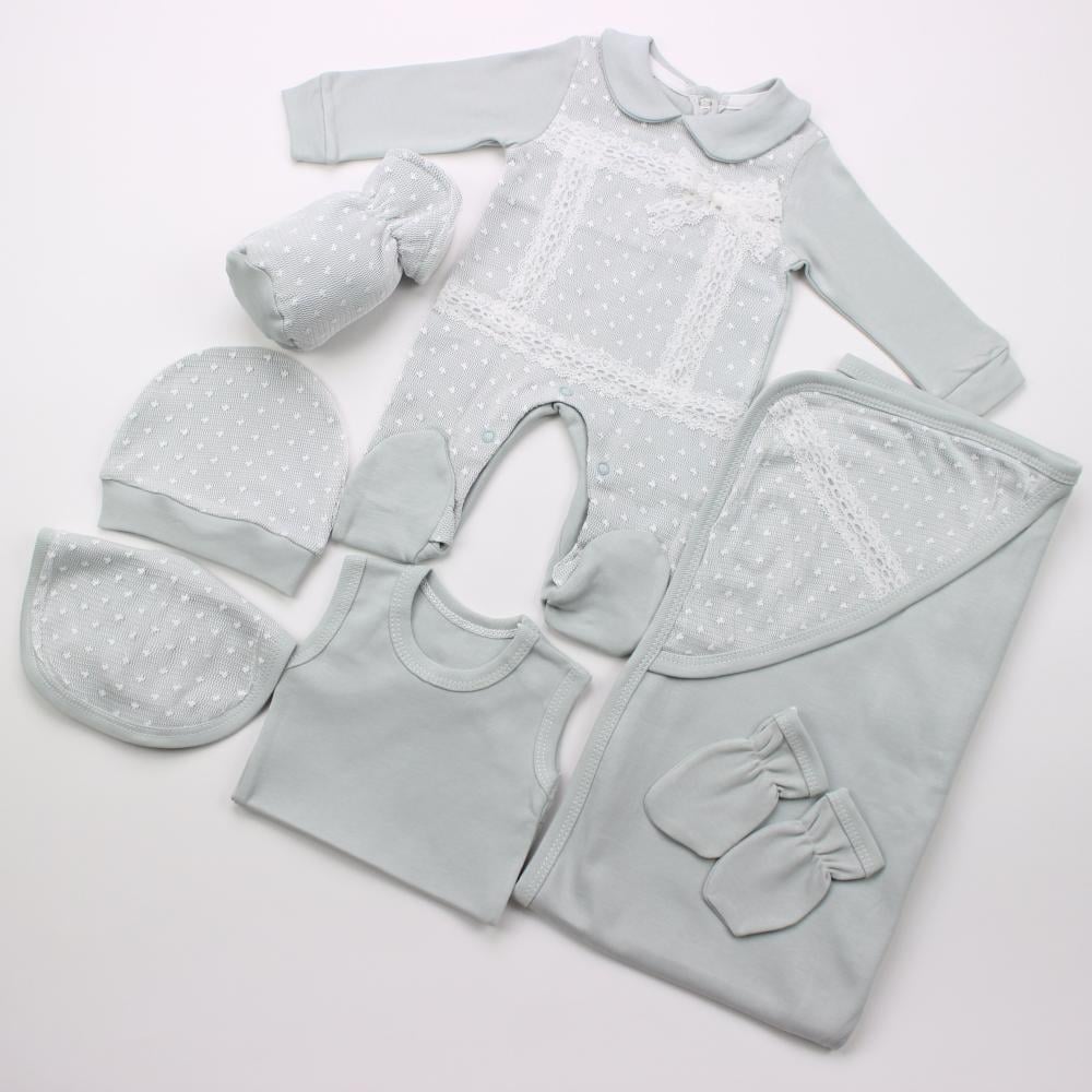 طقم بناتي للرضه لون تيفاني بالدانتيل والشيفون