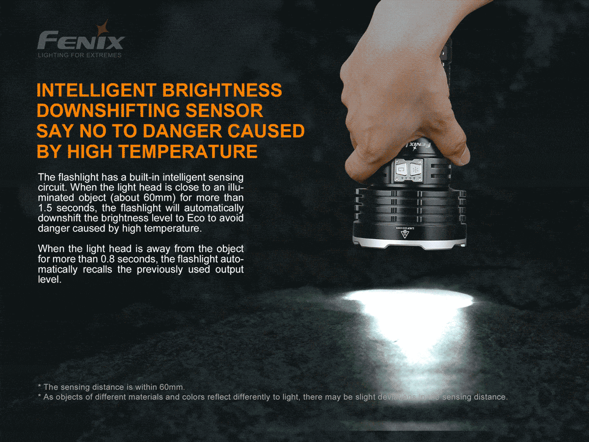 كشاف الإضاءة المركزة LR50R بقوة 12000 شمعة مع حساس من Fenix