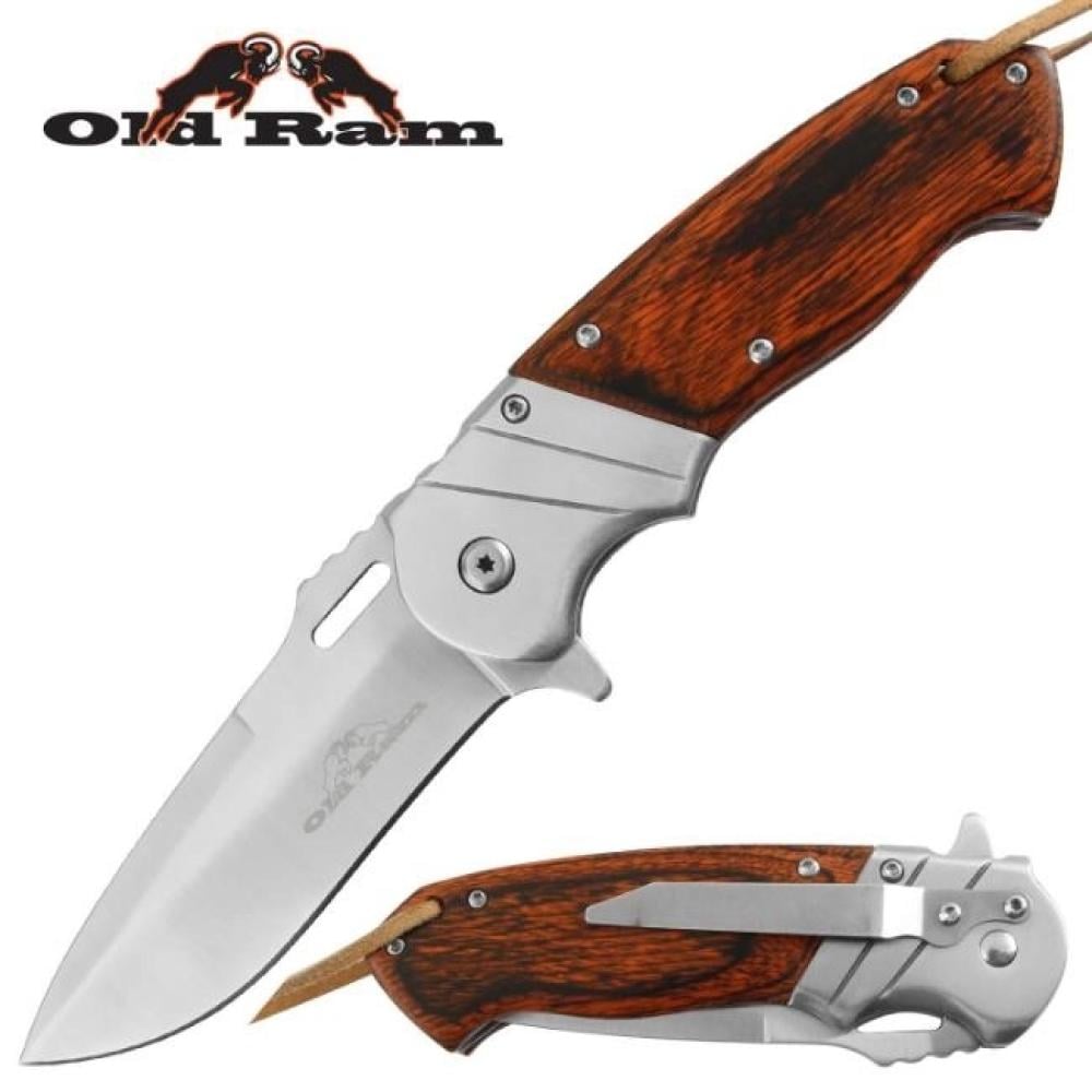 سكين مطوية مقبض خشبي