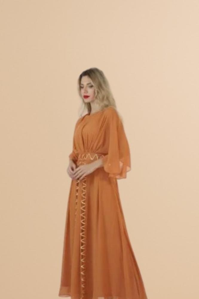 Wide and long orange jalabiya