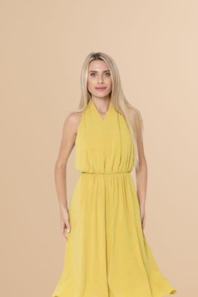 فستان أصفر زاهي