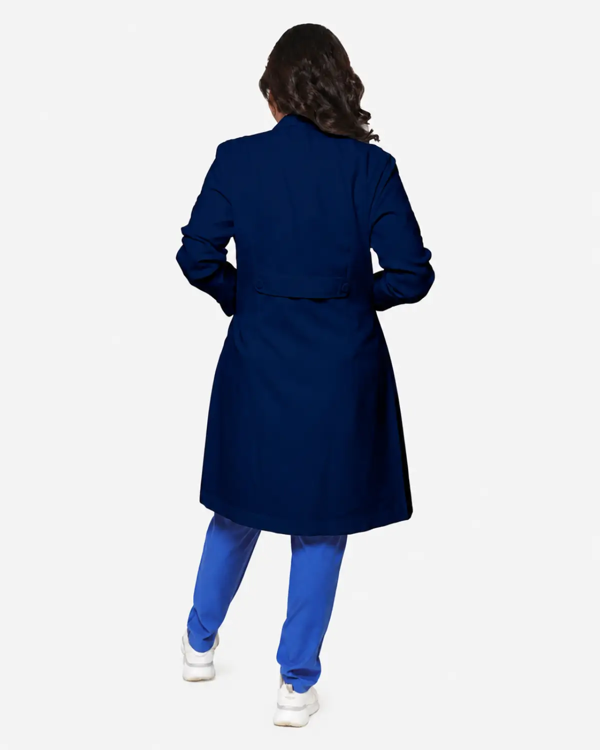 Navy Women Lab Coat 38 Inch Orchid Elegant Daily Wear | Maryouli Ahla